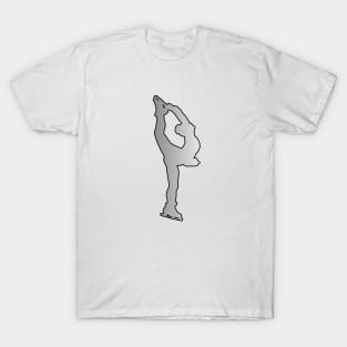 Figure Skater Silhouette in Silver Design T-Shirt